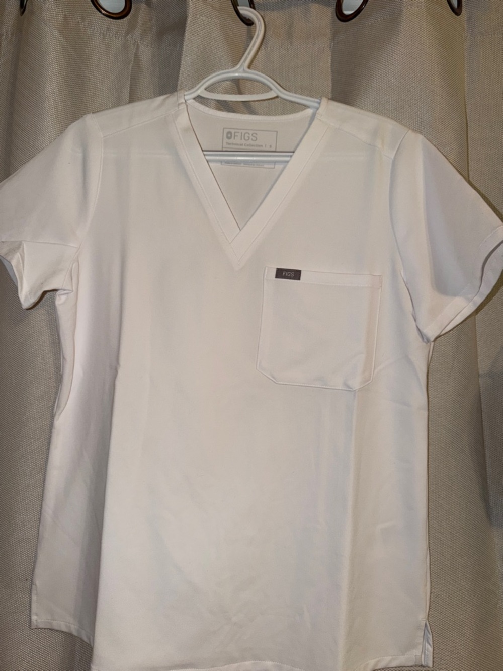 Figs White V-Neck Medical Scrub Top